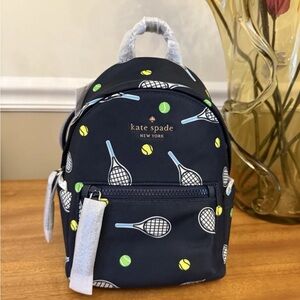 Kate Spade Chelsea Navy Nylon Mini Backpack Tennis Racquet & Ball KF356 NWT